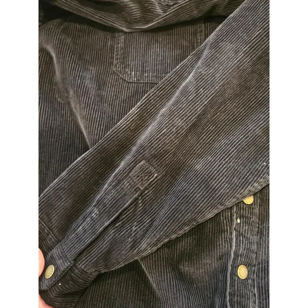 LL Bean Jacket Men XL Tall Black Corduroy Sherpa Lined trucker chore jacket